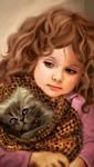 pic for Little Girl With Kitten In Blanket Painting 